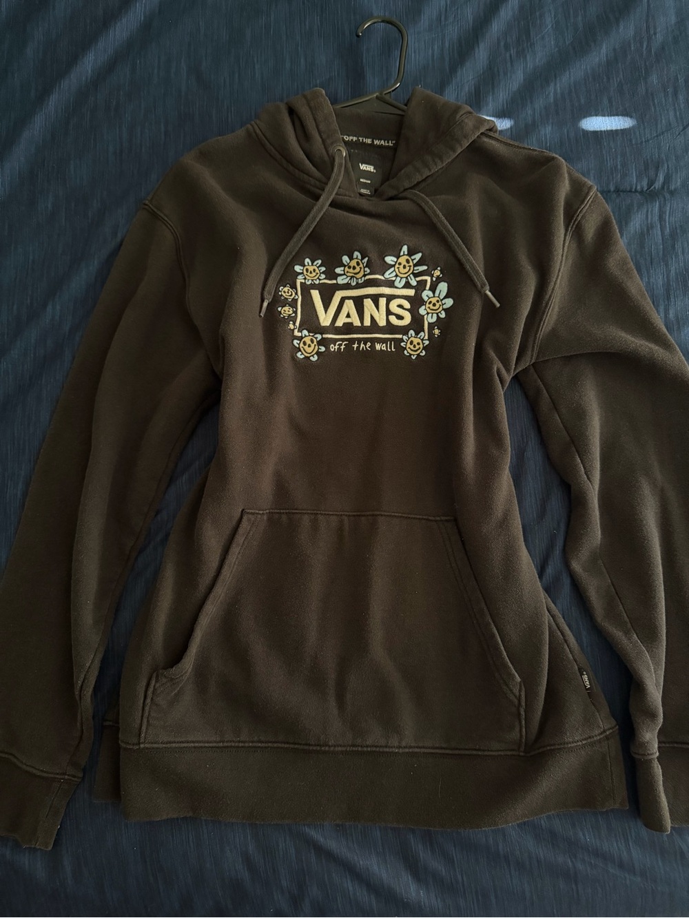 Vans Black Crewneck Hoodie with Floral Logo